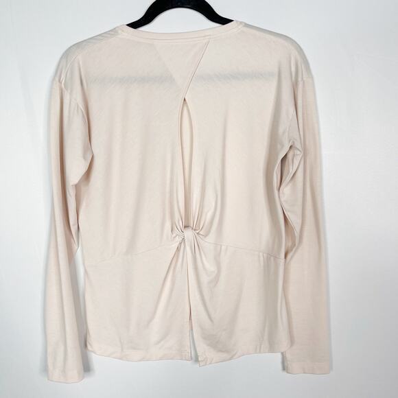 Athleta XSmall Light Pink Essence Twist Long Sleeve Top Crew Neck Keyhole Back - Picture 2 of 12